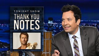 Thank You Notes JD Vance Glen Powell and His Dog Brisket  The Tonight Show [upl. by Hannala744]