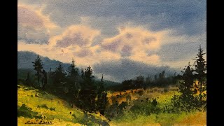 Watercolor painting landscape tutorial [upl. by Lussier557]