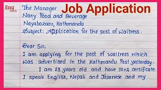 Job Application  Application for the post of Waitress  Job application letter Writing Eng Teach [upl. by Slin]