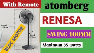 Atomberg Renesa BLDC MOTOR 3Bladeswing Pedestal FANWith Remote400mm [upl. by Ignace173]