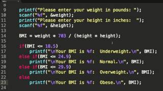 Programming in C Calculate BMI [upl. by Kosey]