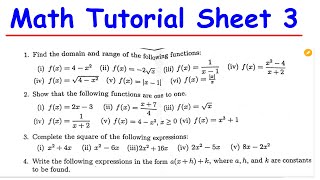 Math tutorial sheet 3 Recorded class 2024 [upl. by Hanus]