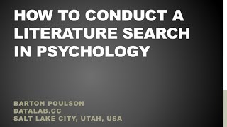 How to Conduct a Literature Search in Psychology [upl. by Vito]