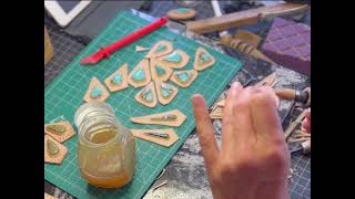 Finishing  Burnishing Leather Edges Leather  Turquoise Inlay Earrings [upl. by Marnia285]