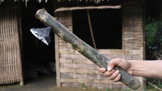 Primitive Skills Making Axe from Iron Ore  Part2 [upl. by Chladek]