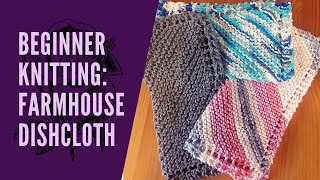 How to Knit a BEGINNER DISHCLOTH with Free Pattern  EASY Farmhouse style [upl. by Gitlow]