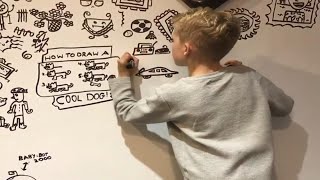 10YearOld Artist Hired to Doodle on Restaurant’s Wall [upl. by Crotty198]