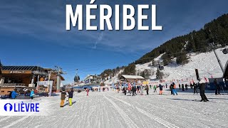 Skiing blue piste Lièvre in Méribel Les 3 Vallées 4K UHD [upl. by Aerdnek]