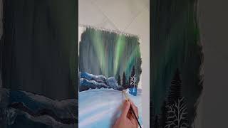 A Cosy House Under the Aurora Glow art painting artists how to paint aurora shorts ytshorts [upl. by Eulalia]