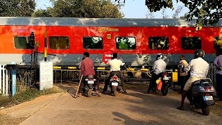 Rajdhani Express Thrashes a Railroad Level Crossing [upl. by Arrimat]