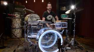 SJC Custom Clear Acrylic Drum Kit w Wood Hoops amp LED Lighting  Chicago Drum Exchange Demo [upl. by Karame]