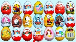 21 Surprise Eggs Kinder Surprise Kinder Joy Disney Pixar Cars 2 Thomas amp Friends Spongebob [upl. by Ahseneuq786]