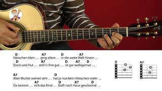 Hänschen klein Kinderlied mit zwei Akkorden und Text zum Mitspielen [upl. by Seta774]