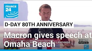 Macron gives speech at Omaha Beach • FRANCE 24 English [upl. by Lupita244]