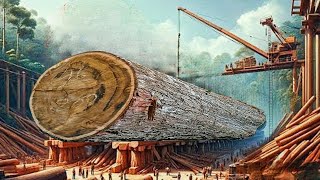 sawing giant acacia logs full of beautiful and dense fibers [upl. by Calmas]