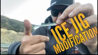 NEW ICE JIG modification to land more fish using the SPEARPOINT HOOKS GP FINESSE [upl. by Enneyehc]