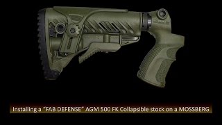 Installing a “FAB DEFENSE” AGM500 FK Collapsible stock on a MOSSBERG [upl. by Kinata]