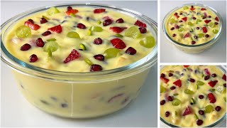 FRUIT CUSTARD Recipe  Super Creamy Summer Dessert By sariya [upl. by Christopher]