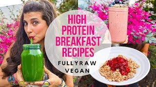 3 HIGH PROTEIN BREAKFAST RECIPES  FullyRaw Vegan [upl. by Nial]