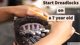 💋How to Start Dreadlocks on a 7 year old  Loc START UP  Starter Locs with Coils [upl. by Theran950]