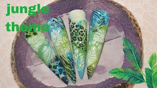 Jungle theme nail art  stamping  gel polish [upl. by Esinart]