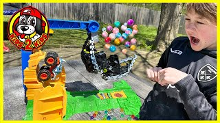 Hot Wheels Monster Trucks Arena Smashers UNBOXING 📦 Rhinomite Chargin Challenge WITH TONS OF ORBEEZ [upl. by Atteval]