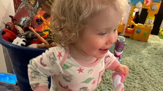 Flash cards with Ridgelyn 15 months old [upl. by Nwonknu131]