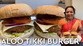 Veg aloo tikki burger 🍔  McDonald style  Burger at home [upl. by Hsizan]