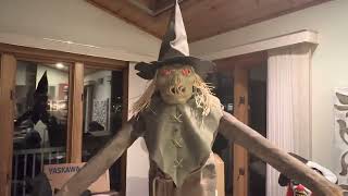 FULLY REPAIRED Spirit Halloween 2018 Life Size Animated Looming Strawman Animatronic Decor 🎃💀👻 [upl. by Risteau]