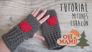 Mitones o guantes sin dedos a crochet con Corazones [upl. by Isaac789]