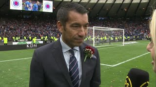 Rangers manager Giovanni van Bronckhorst interviewed after winning Scottish Cup [upl. by Nosnej]