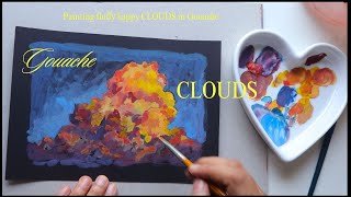 Painting Fluffy Clouds in Gouache Colors from Winsor and Newton Designers Gouache gouache clouds [upl. by Murat]