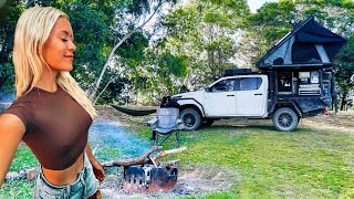 CAMPING ALONE IN NATURE 🏕️ waterfalls the bluest lake and a campground to myself [upl. by Meaghan]