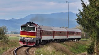 Vlaky Slovensko  Retrovka ZSSK 754034 na Fatranoch v Turci train railway vlak amazing [upl. by Naujej]