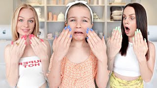 Wearing LONG ACRYLIC NAILS for 24 HRS challenge  Family Fizz [upl. by Gotcher]