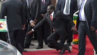 WATCH Robert Mugabe falls down steps in Harare [upl. by Priscilla]