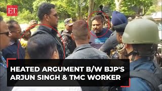 Caught on cam Heated argument erupts between BJPs Barrackpore candidate Arjun Singh and TMC worker [upl. by Notsahc]