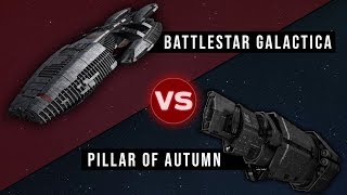 Pillar of Autumn Halo vs the Battlestar Galactica REUPLOAD  Starship Versus [upl. by Netsirhk]