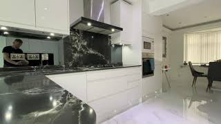 Grey Toughened Mirror Glass Splashback  Modern Kitchen Design by CreoGlass [upl. by Courtland]