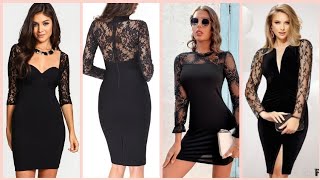 Top class stunning amp Outclass Lace designer black bodycone dresses designs for girls 2024 special [upl. by Erdnassac987]