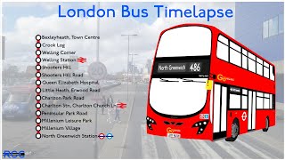 London Bus Timelapse Route 486 Bexleyheath Town Centre to North Greenwich [upl. by Hector230]