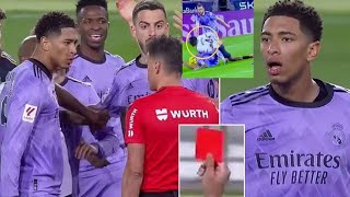 Jude Bellingham red card Mouctar Diakhaby injury vs Real Madrid vs Valencia Bellingham red card [upl. by Drais]