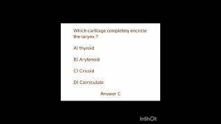 MCQ on anatomy of pharynx larynx and Trachea shorts anatomy [upl. by Franny]