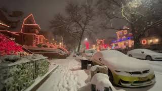 NYC LIFE 2020  Snow Walk Christmas in Dyker heightBrooklyn New York Dec16 [upl. by Walters144]