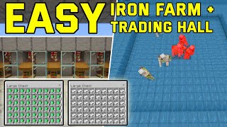 EASY amp AMAZING Iron Farm  Trading hall in Minecraft 121 BedrockMcpePs4Xbox [upl. by Acsehcnarf]