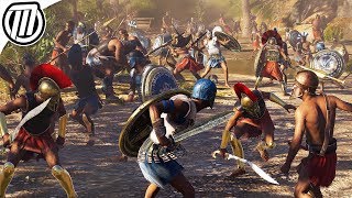 Assassins Creed Odyssey HUGE 300 Soldier Battle Gameplay Spartan Conquest 4K [upl. by Ortiz]