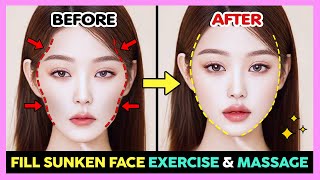 ✨ LOOK YOUNGER FILL SUNKEN FACE EXERCISE amp MASSAGE  Fix Sunken Cheeks and Sunken Temples [upl. by Breban]