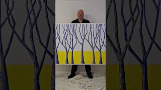 Blue Trees Yellow Acrylic on canvas 202cm x 101cm art fy fyp painting viral foryou [upl. by Alyakem183]