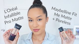 LOréal Infallible Pro Matte vs Maybelline Fit Me Matte  Poreless [upl. by Aekim8]