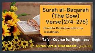 Tafseer Al Baqarah Ayaat 274275  Para 3 Tilka Rasool Beautiful Recitation with Urdu Translation [upl. by Meilen264]